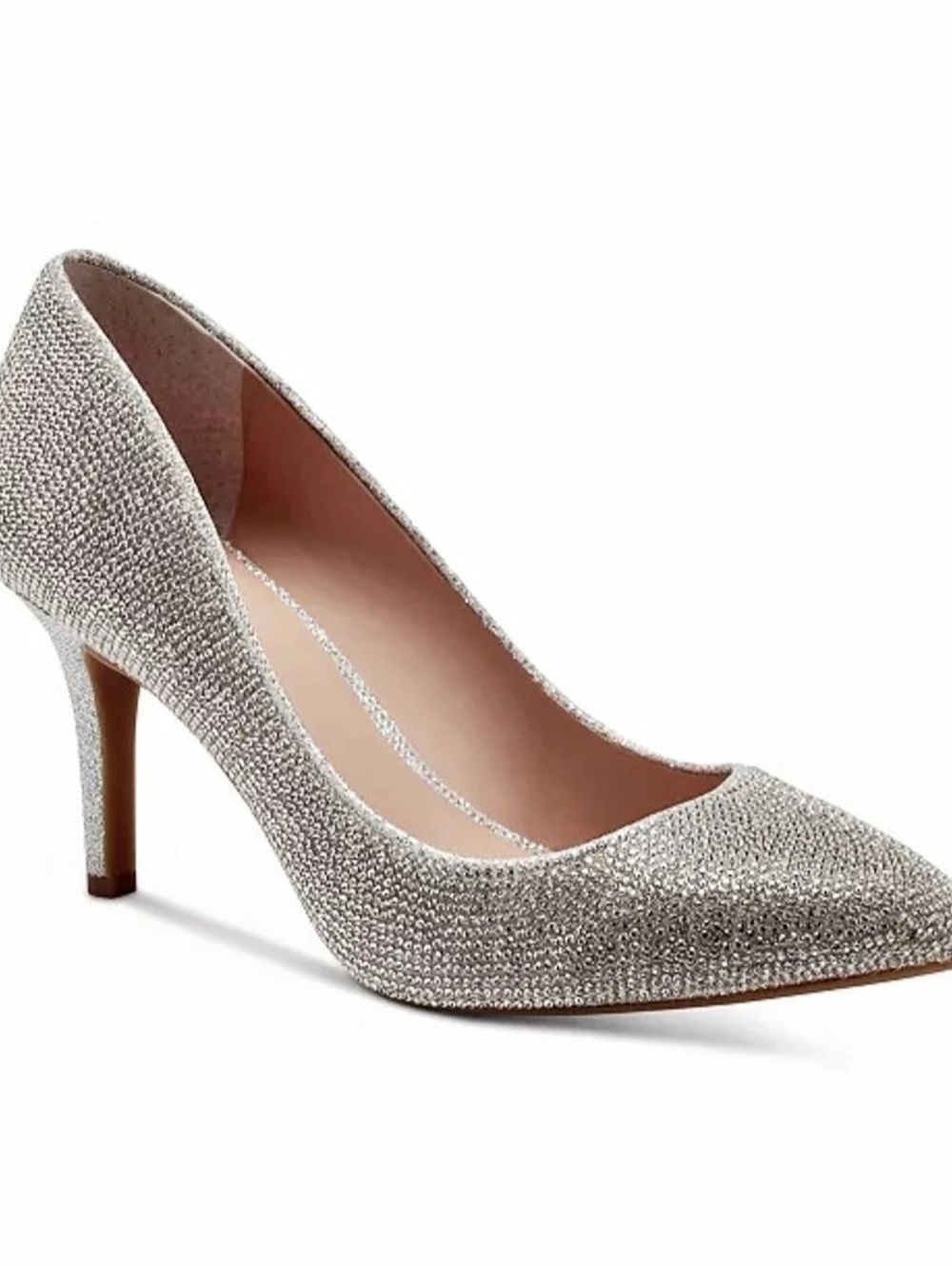 INC Embellished Pointed-Toe Heels in Silver 9.5